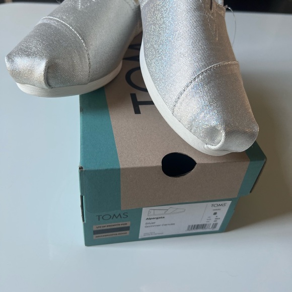 Women’s Shoe Toms Alpargata Silver Glimmer Canvas, Size 8 - Picture 3 of 6